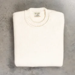 William Lockie x Frans Boone Alain Lambswool Crew Neck Ecru