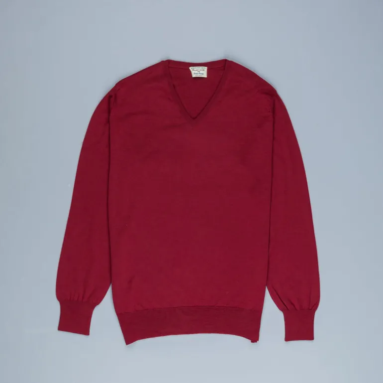 William Lockie x Frans Boone 30 gauge Loro Piana Merino's V-Neck Chianti