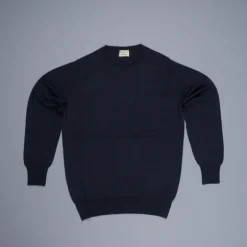 William Lockie x Frans Boone 30 gauge Loro Piana Merino's Crew Neck Dark Navy