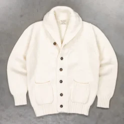 William Lockie x Frans Boone Alain Shawl Cardigan Lambswool Ecru