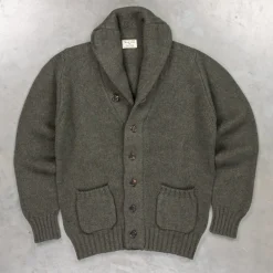 William Lockie x Frans Boone Alain Shawl Cardigan Lambswool Seaweed