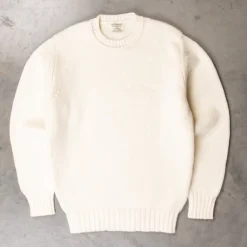 William Lockie x Frans Boone Alain Lambswool Crew Neck Ecru