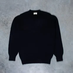 William Lockie x Frans Boone Alain Lambswool Crew Neck Navy