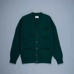 William Lockie x Frans Boone Alain 3-Pocket Cardigan Lambswool Tartan Green