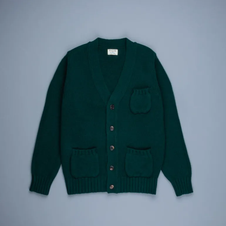 William Lockie x Frans Boone Alain 3-Pocket Cardigan Lambswool Tartan Green