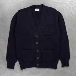 William Lockie x Frans Boone Alain 3-Pocket Cardigan Lambswool Navy