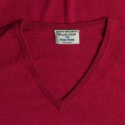 William Lockie x Frans Boone 30 gauge Loro Piana Merino's V-Neck Chianti