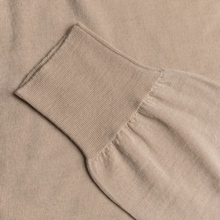 William Lockie x Frans Boone 30 gauge Loro Piana Merino's Crew Neck Sandstorm