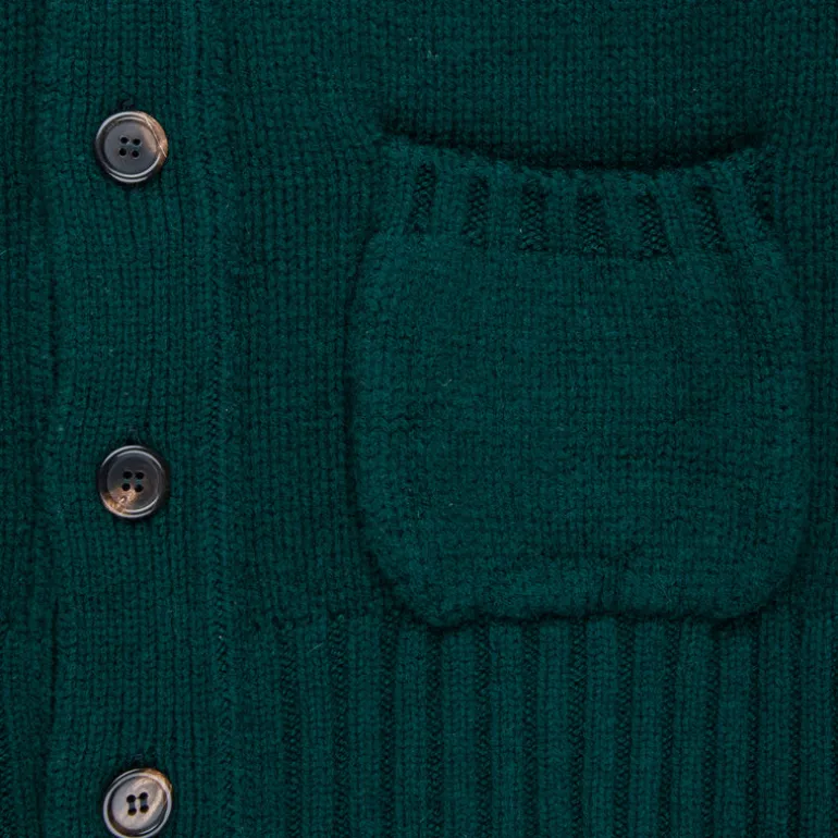 William Lockie x Frans Boone Alain 3-Pocket Cardigan Lambswool Tartan Green