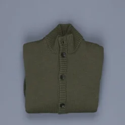 Zanone Warm Chioto Mock Neck Cardigan Oliva Militare