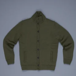 Zanone Warm Chioto Mock Neck Cardigan Oliva Militare